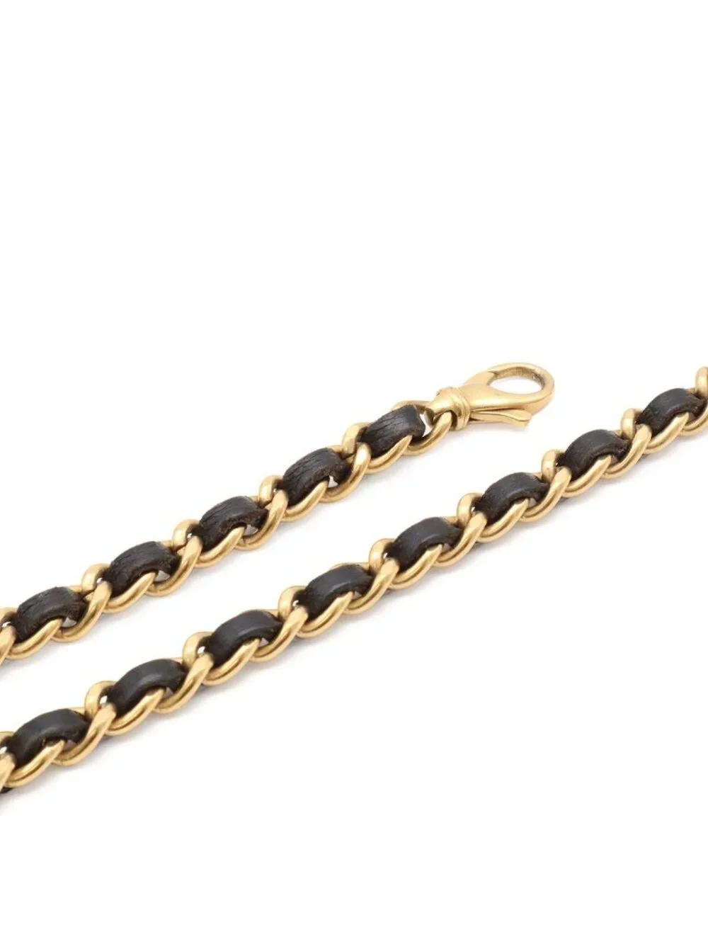 Chanel Icon Print Chain Shoulder Bag Party Canvas Leather Black Gold